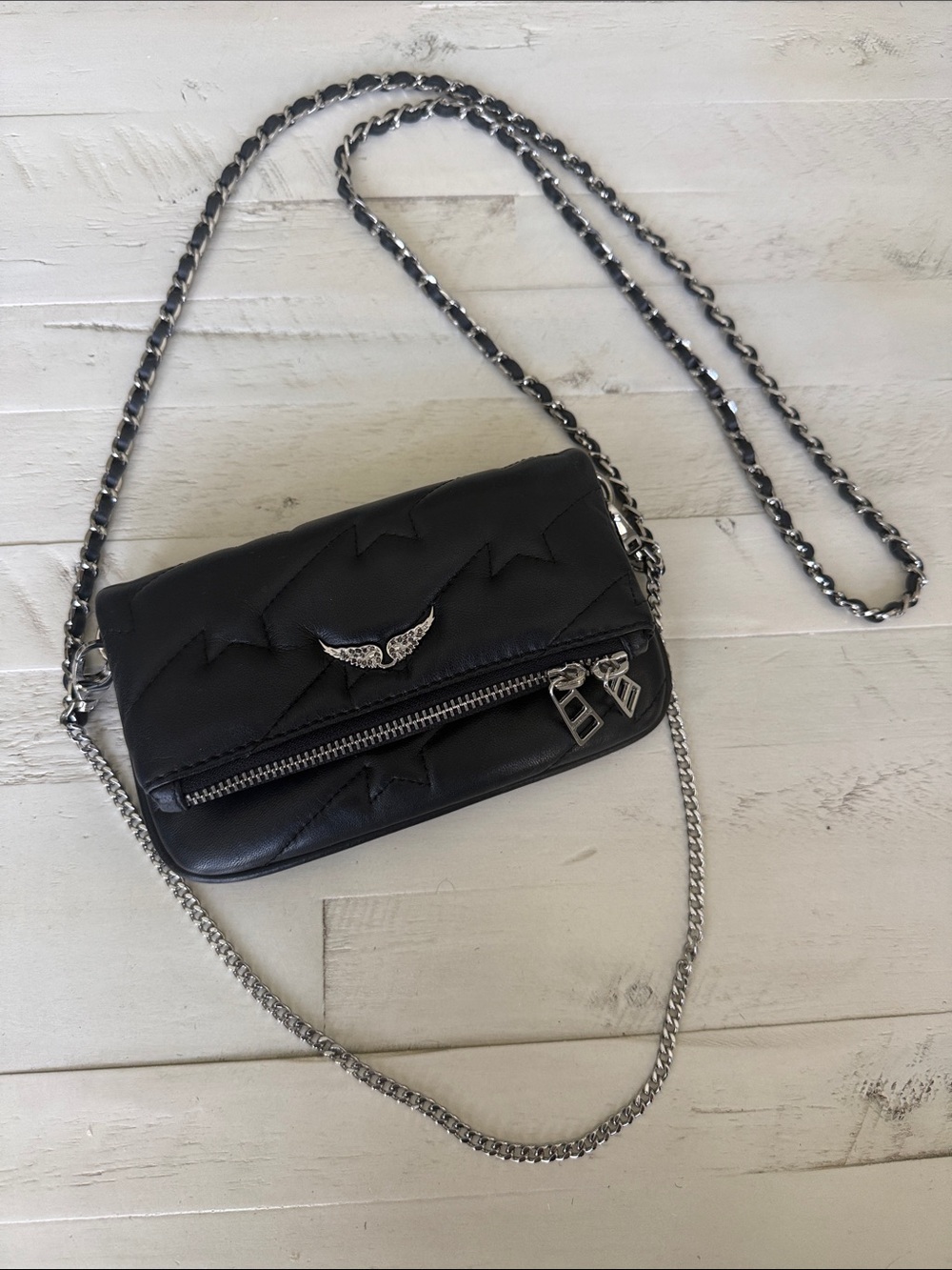 Zadig & Voltaire :: Black Nano :: Star Pattern/Quilted Crossbody Bag